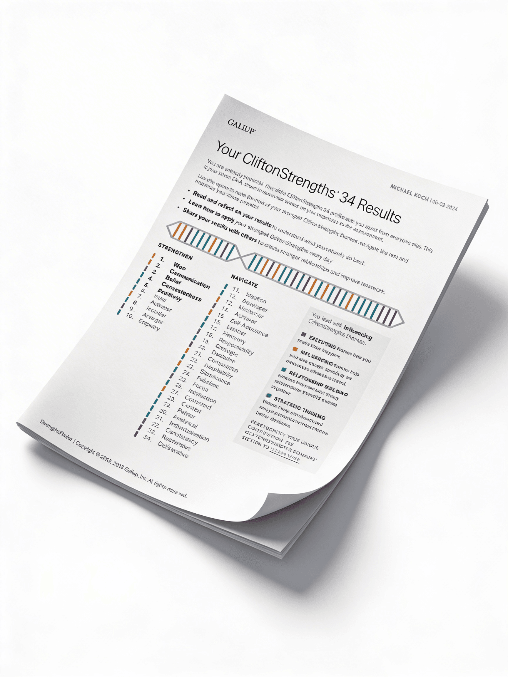 Ukázka CliftonStrengths reportu